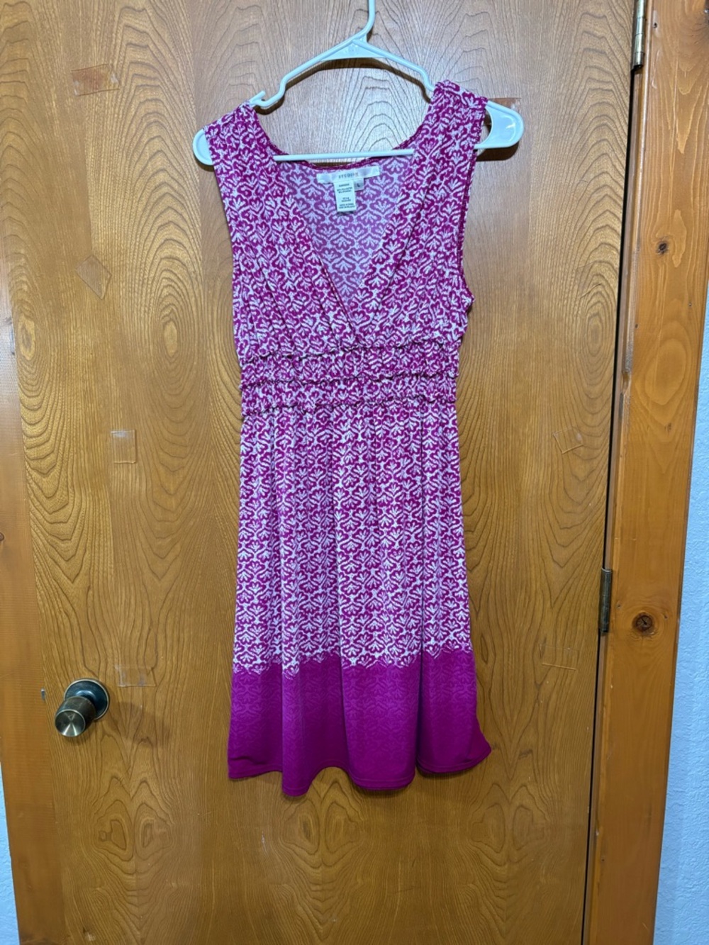 Studio M Fuchsia Patterned Sleeveless Midi Dress